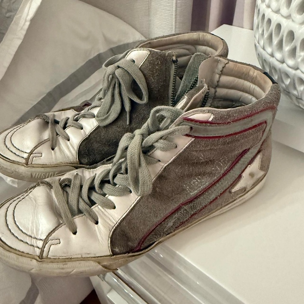Golden Goose Beige and White High-Tops